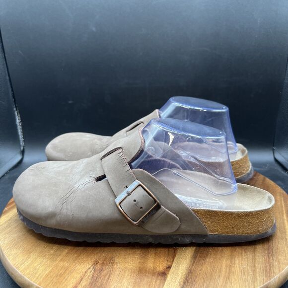 Betula Birkenstock Sandals Womens Size 9 Boston Mule Clogs Brown Leather Slip On - Picture 1 of 9